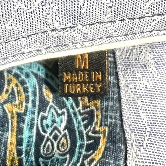 EIGHT‎ X PREMIUM Men’s Embroidered Button Down Paisley Blue Buckle Exclusive M - Picture 10 of 16